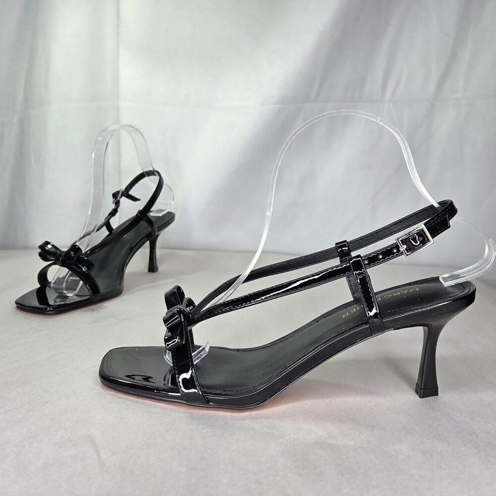 NWT Marc Fisher Women's Danzy Bow Square Toe Dress Sandals Black